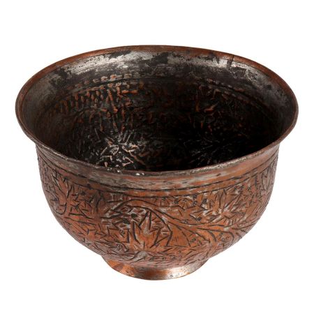 Large Engraved Islamic Tinned Copper Bowl