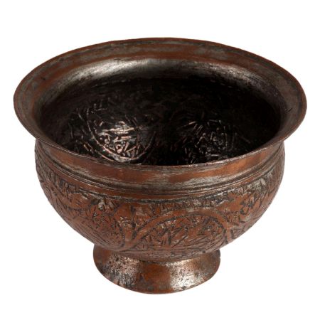 Copper Pot With Chinar Leaves And Round Base