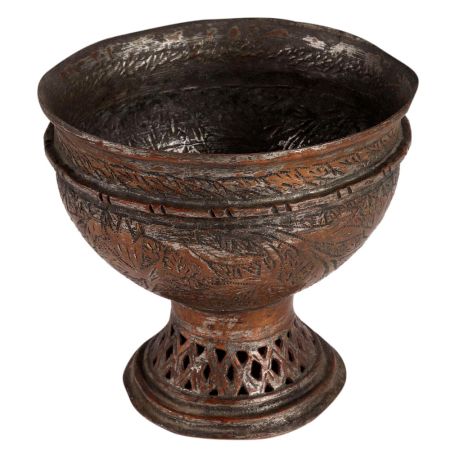 Kashmir Copper Bowl Carved With Chinar Design