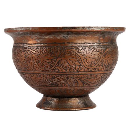 Carved Copper Plant Holder Pot in Middle Eastern Style