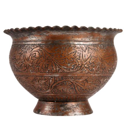 Engraved Copper Tabletop Planter