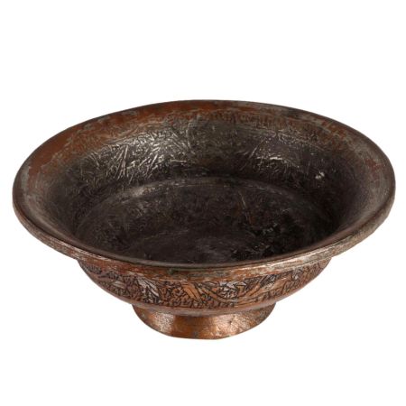 Hand Chased Red Copper Bowl For Decoration