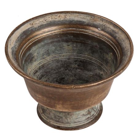 Rustic Brass Flower Pot With Round Base