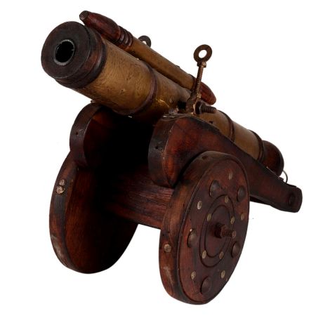 Handcrafted Wooden Canon Showpiece