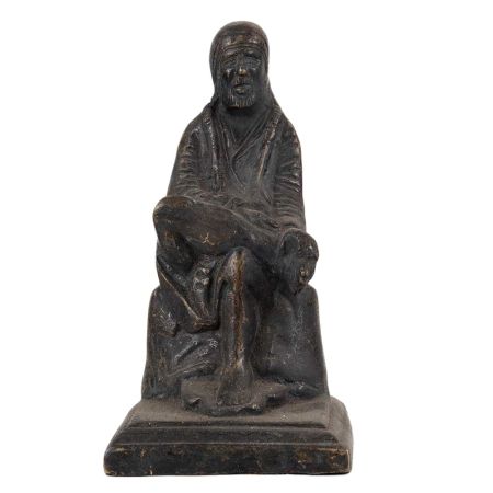 Handmade Black Brass Sitting SaiBaba Statue