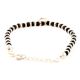 92.5 Sterling Silver Bracelet with Heart Charm and Black Beads
