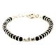 92.5 Sterling Silver Bracelet Crystal Black Bead And Silver Ball Charm