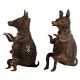 Brass American Kangaroo Figurines In Pair