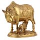 Handmade Golden Brass Kamdhenu Cow with Calf Idol