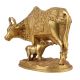 Handmade Golden Brass Kamdhenu Cow with Calf Idol