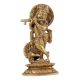 Handmade Golden Brass Krishna Standing On Lotus base With Peacock