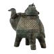 Handmade Green Brass Elephant Statue With A Small Box On Top