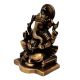 Brass Statue Of Lord Ganesha Sitting On Throne With Mooshak