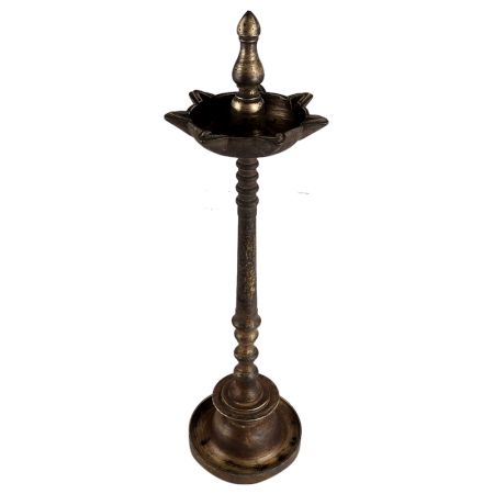 Traditional Samai Oil Lamp In Antique Finish