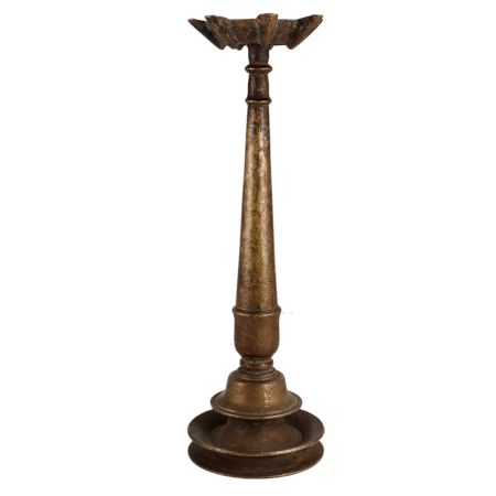 Brass 7 Wick Kuthu Vilakku Oil Lamp In Antique Finish