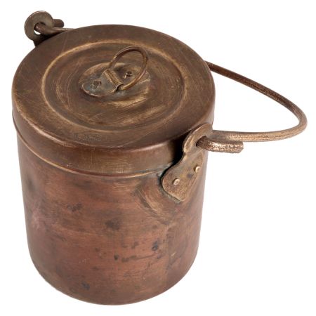 Old Brass Bucket With Lid And Knob Finial