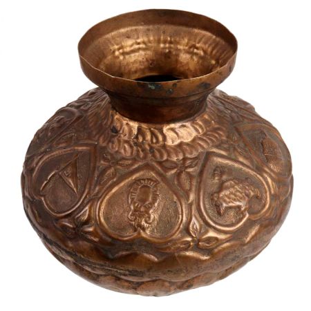 God Symbols Embossed  Brass Water Pot