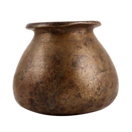 South Indian Brass Water Pot With Dark Patina