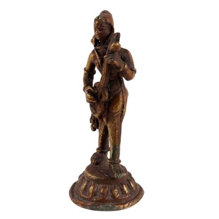 Brass Goddess Statue From Nepal In Brown Finish