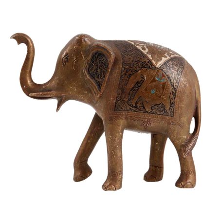 Brass Elephant Trunk UpÂ Statue