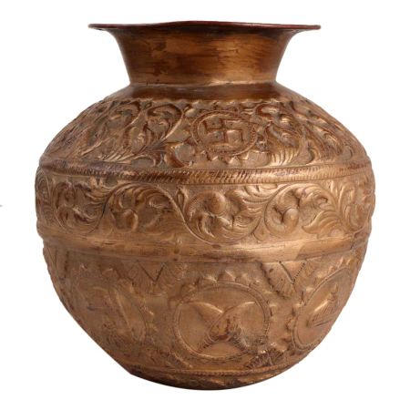 Embossed BrassÂ Kalash Pot ForÂ Pooja Ghar