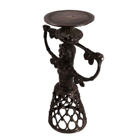 Tribal BrassÂ Woman Candle Holder In Net Design