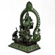 Handmade Black Brass Goddess Lakshmi Statue With Prabhavali Sitting On Sihashan