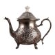 Embossed Brass Arabian Tea Pot In Nickel Plating