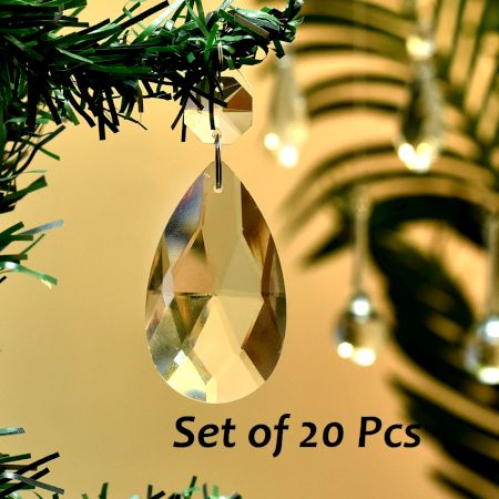 Clear Glass Tear Drop Hanging Crystal Set of 20