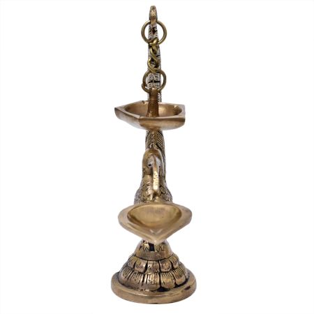 Brass Diya Stand Holder With Peacock Bird Design
