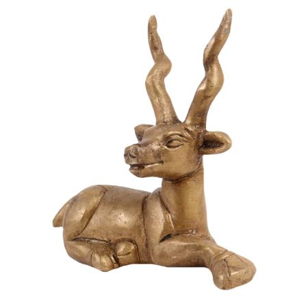 Brass Sitting Deer Figurine For Home Decoration