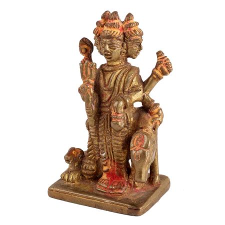 Brass Lord Dattatrey With Cow Statue For Worship