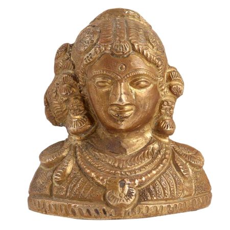Brass South Indian Goddess Laxmi  Face Bust Statue