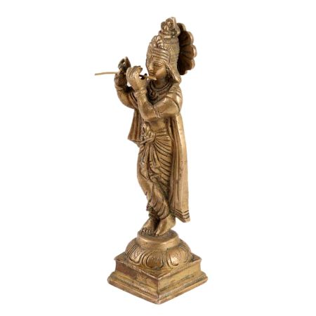 Brass Shri Lord Krishna Idol in Standing Pose