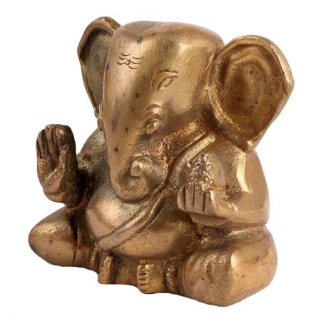 Brass Sri Ganesha IdolÂ Sitting Blessing Pose