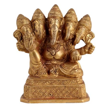 Brass Panchmukhi Ganesha Statue