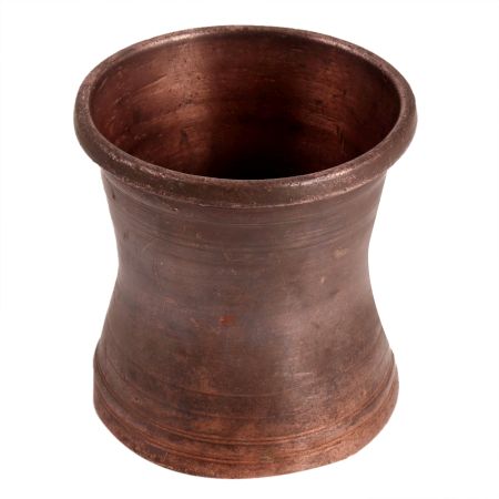Brass Curved Panch Patra Cup In Dark Patina