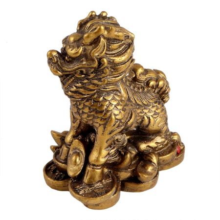 Golden LOL-FUN Feng Shui Lion Made Of Fish Bone
