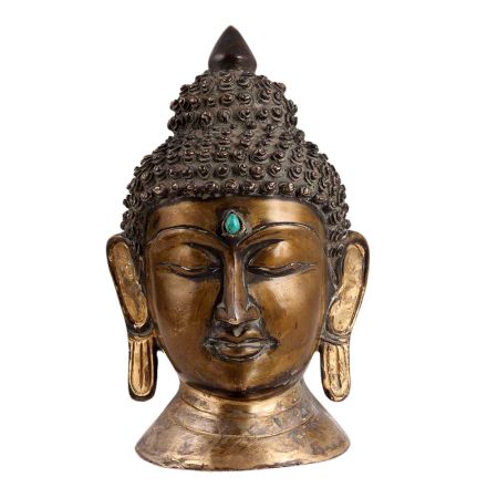 Brass Meditating Buddha Head Idol