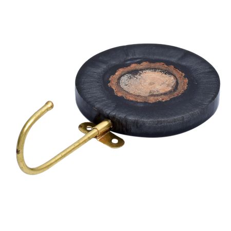 Round Resin And Wood Single Wall Hook