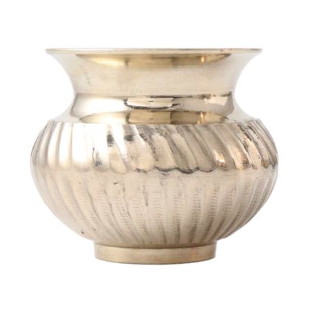Brass Fluted Water Storage Pot In Silver Finish