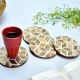 Round Wood And Resin Diamond Pattern Tea Coaster Set of 4