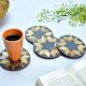 Wood and Resin Flower Coasters In Set Of 4