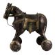 BrassÂ Horse Temple Toy With Four Wheels