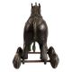BrassÂ Horse Temple Toy With Four Wheels