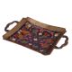 Brass Rectangle Tray With Floral Meenakari Design