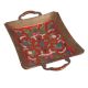 Brass Red Enamel Floral Serving Tray