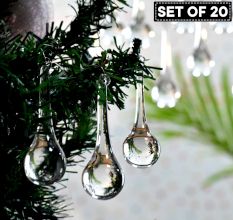 Clear Crystal Chandelier Drop Ornaments - Christmas Tree Ornaments - Set of 20