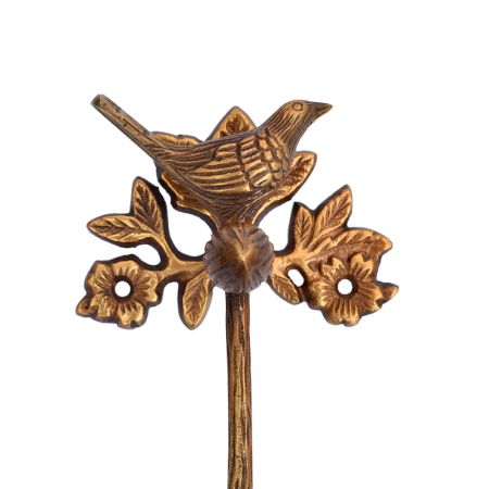 Brass Bird Sitting On Branch Hook