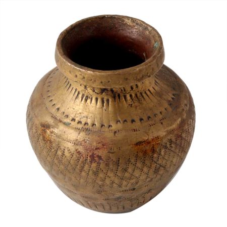 Brass Geometric Patterned Water Pot